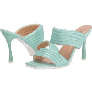 NIB YOKI Women's Size:6.5 Open Toe Heels Pump Color:Lime/Turquoise, 3” Heel